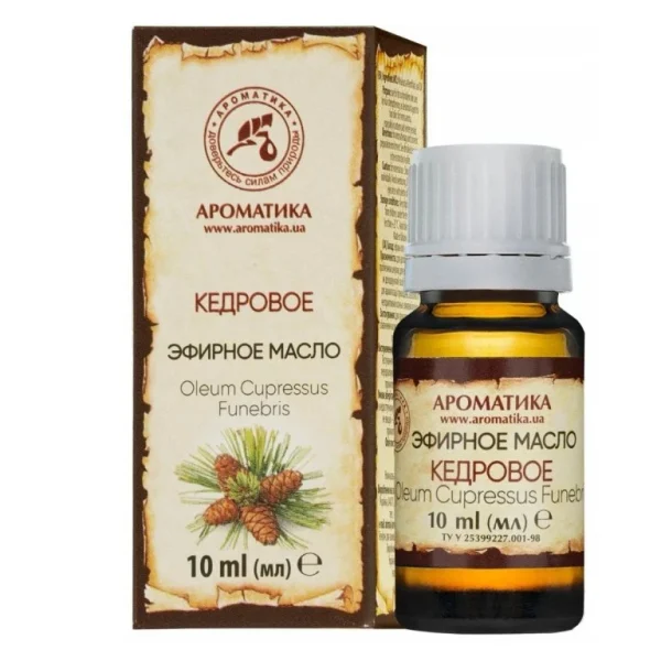 Esenciálny olej Céder Aromatika 10 ml s krabičkou a fľaštičkou