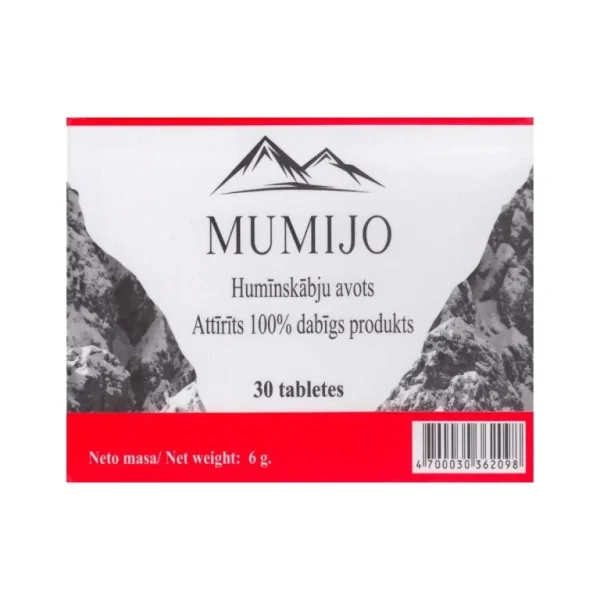 Altajské mumio Shilajit 30 tabliet v balení s horským motívom