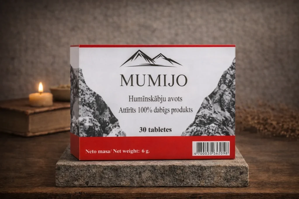 Altajské mumio Shilajit 30 tabliet v balení na kamennom podstavci