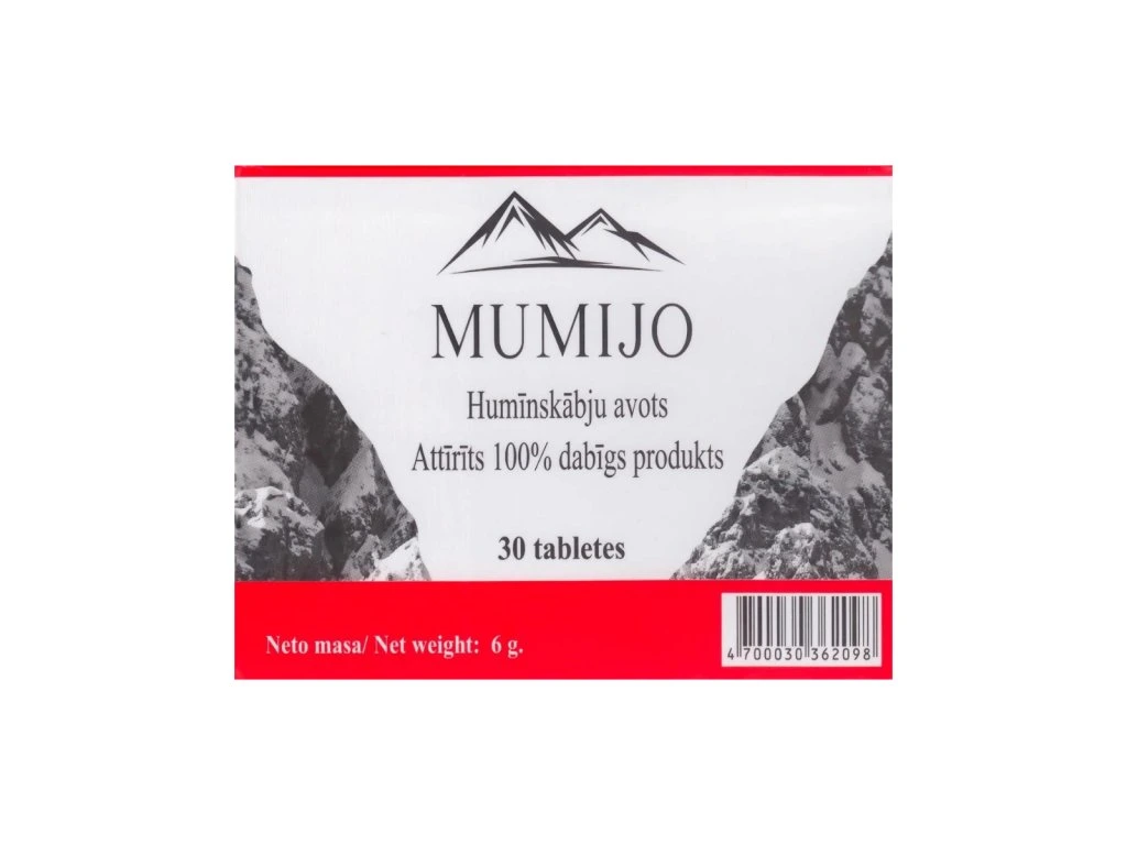 Altajské mumio Shilajit 30 tabliet v balení s horským motívom