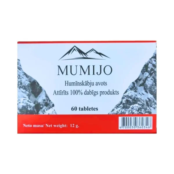 Altajské mumio Shilajit 60 tabliet v balení s horským motívom
