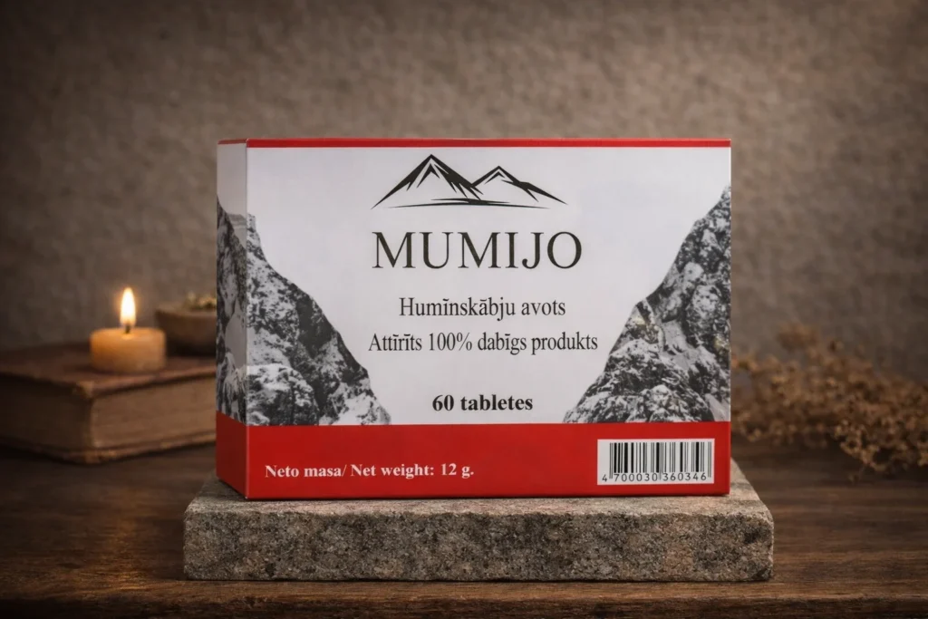 Altajské mumio Shilajit 60 tabliet na kamennom podstavci v aranžmáne