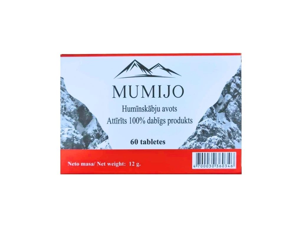 Altajské mumio Shilajit 60 tabliet v balení s horským motívom
