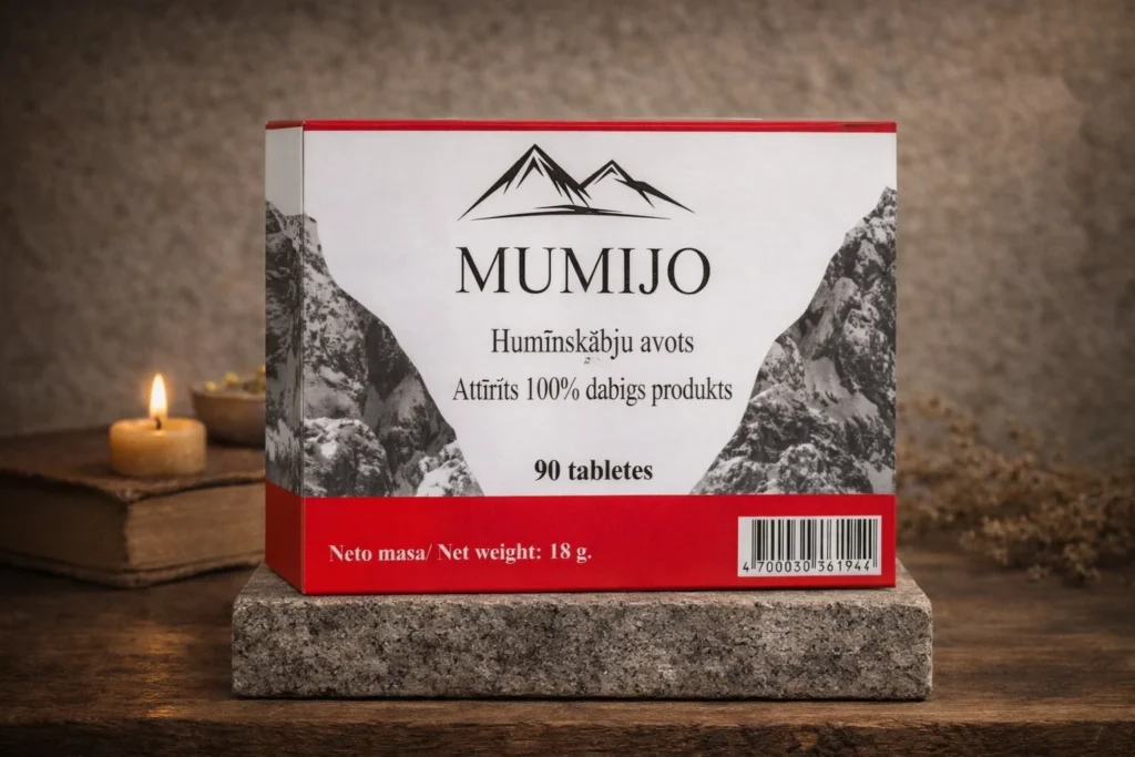 Altajské mumio Shilajit 90 tabliet na kamennom podstavci v aranžmáne