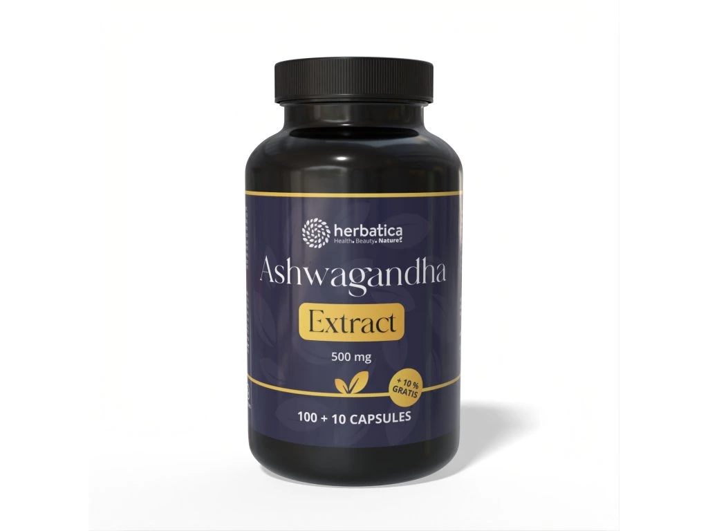 Herbatica Ashwagandha Extract 500 mg v čiernej dóze