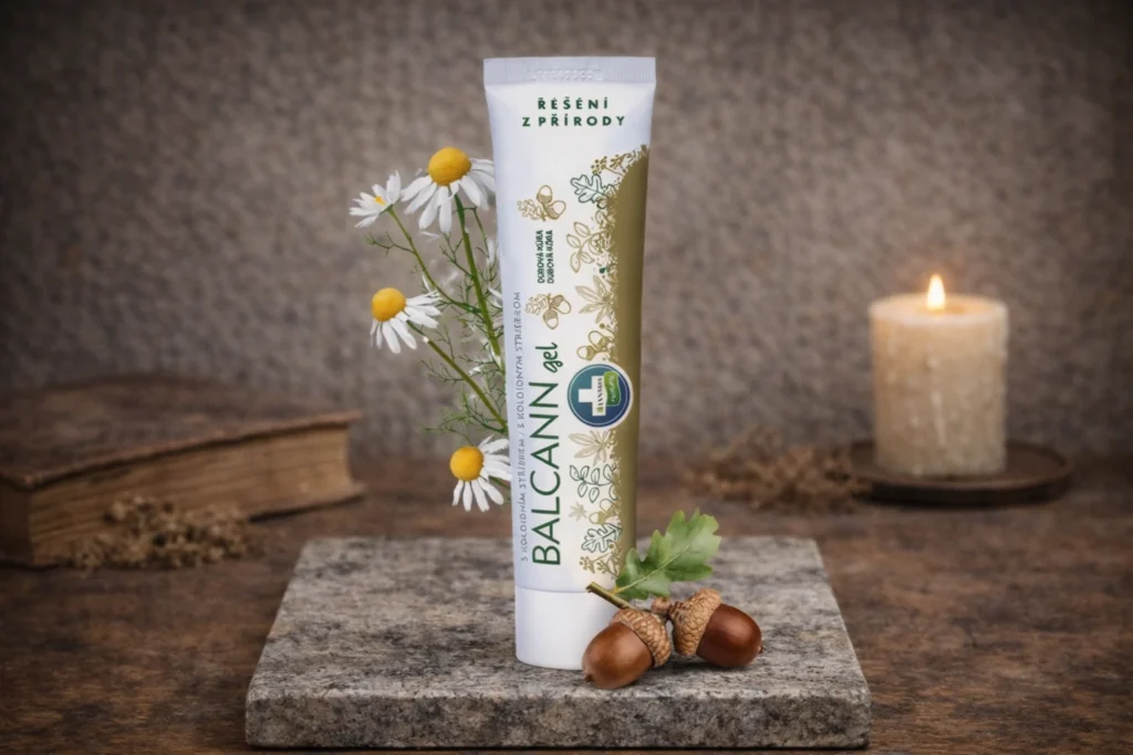 Balcann gel Annabis 75 ml na kamennom podklade s prírodnými dekoráciami