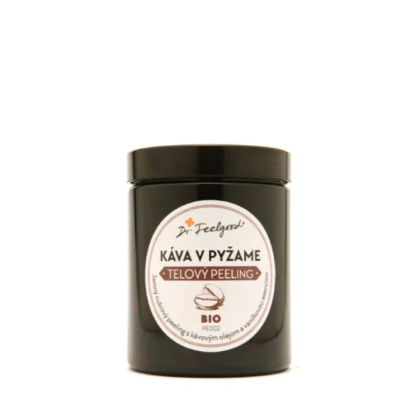 BIO telový peeling Káva v pyžame Dr. Feelgood v tmavom tégliku