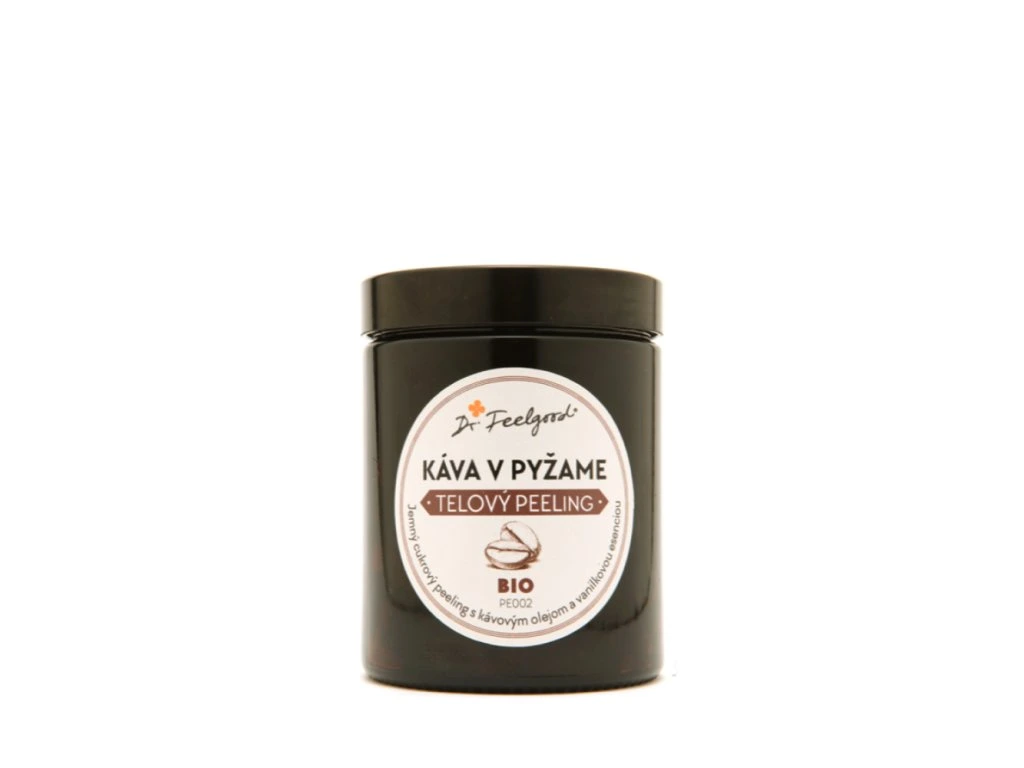 BIO telový peeling Káva v pyžame Dr. Feelgood v tmavom tégliku