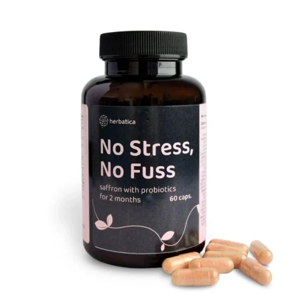 No Stress No Fuss Herbatica šafran s probiotikami a kapsulami