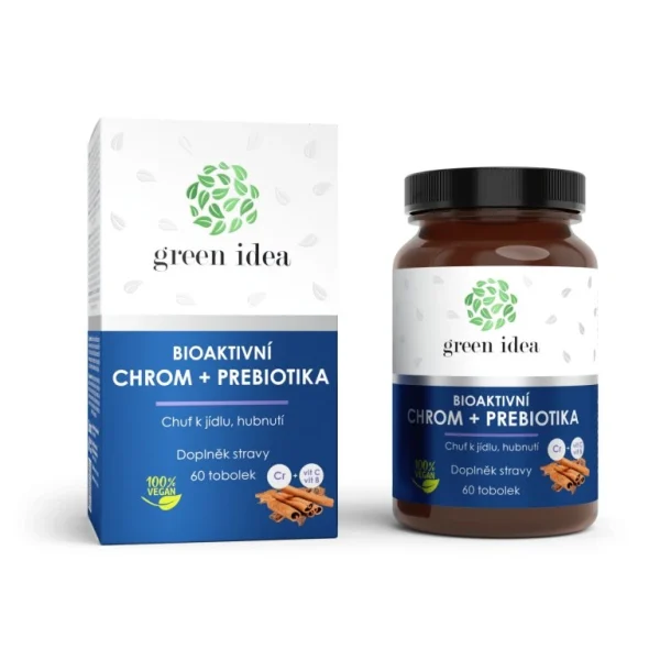 Bioaktívny chróm + prebiotiká Green idea, krabička a fľaštička 60 toboliek
