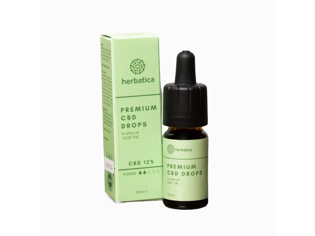 CBD kvapky 12 % Herbatica s fľaštičkou a krabičkou