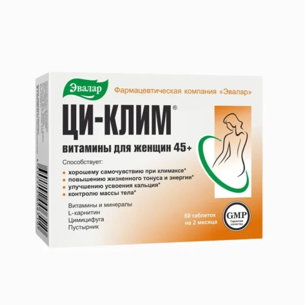 CI-KLIM BIO Evalar 60 tabliet v bielo-oranžovej krabičke