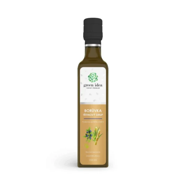 Čučoriedkový trstinový sirup Green idea 250 ml v sklenenej fľaši