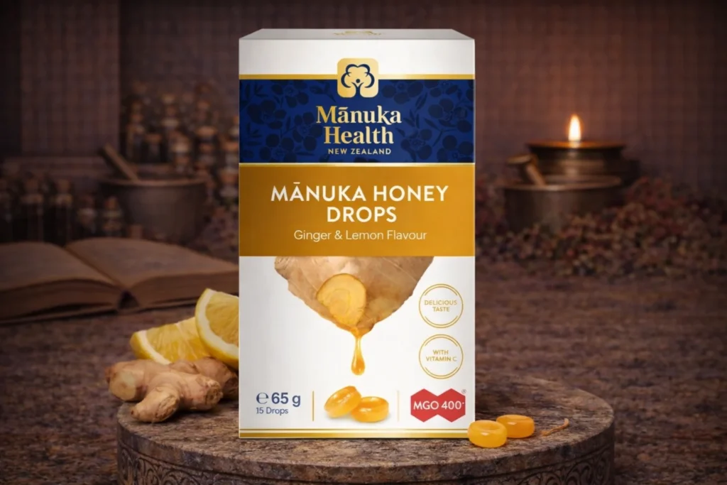 Cukríky Manuka MGO 400 zázvor a citrón v rustikálnom aranžmáne