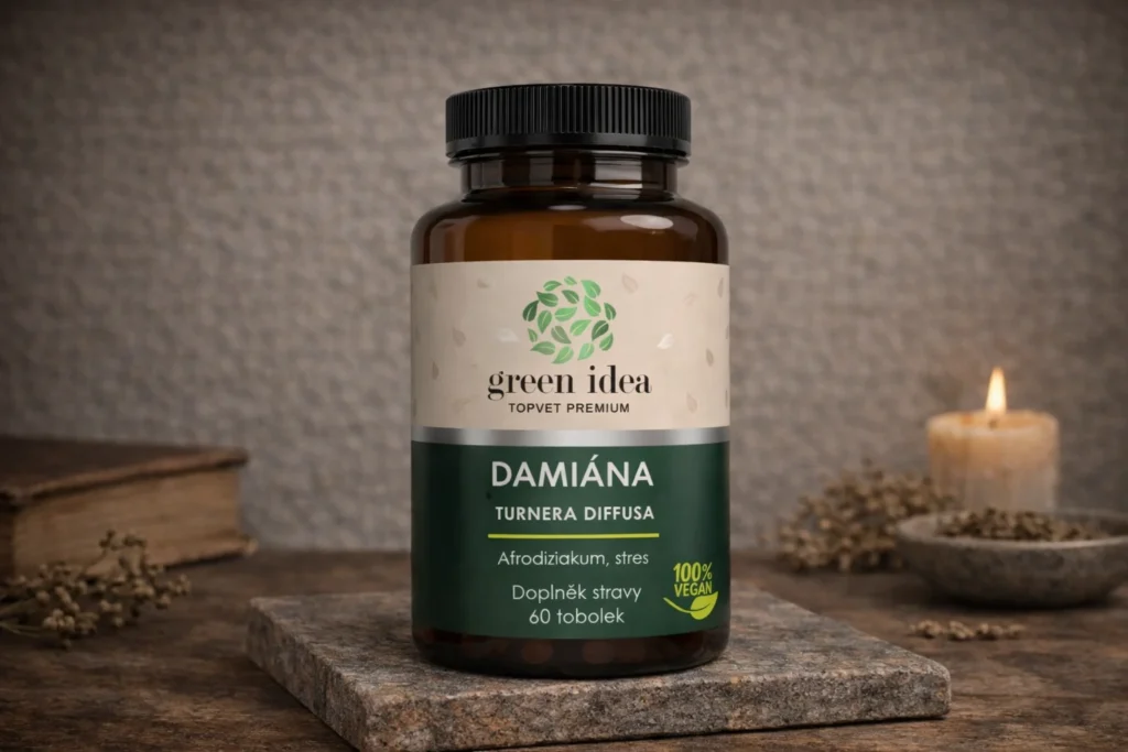 Damiana kapsuly Green idea 60 toboliek v dóze pri sviečke