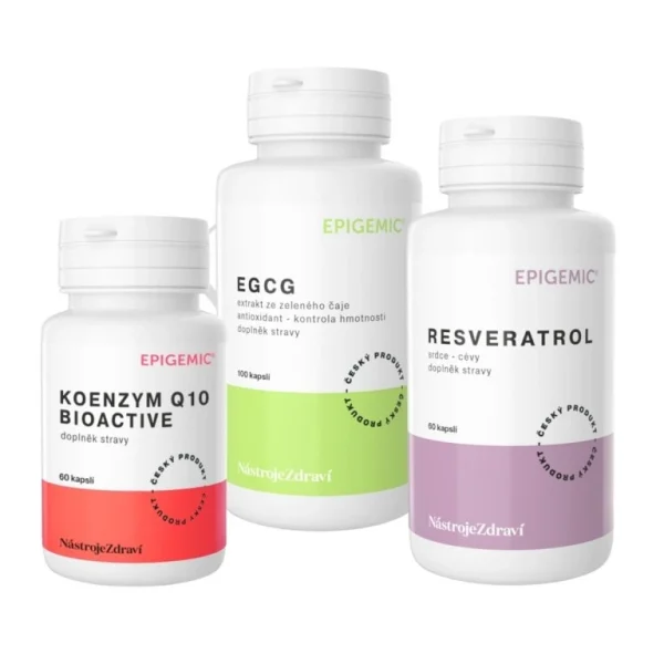 Tri produkty Epigemic Koenzym Q10, EGCG a Resveratrol