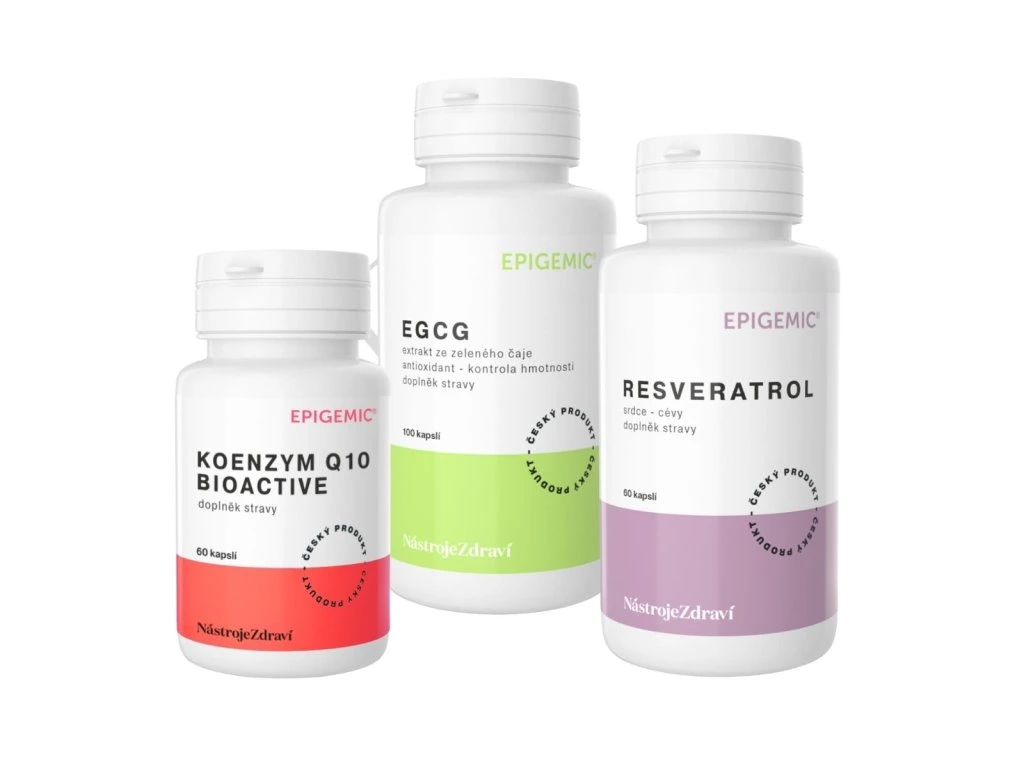 Tri produkty Epigemic Koenzym Q10, EGCG a Resveratrol