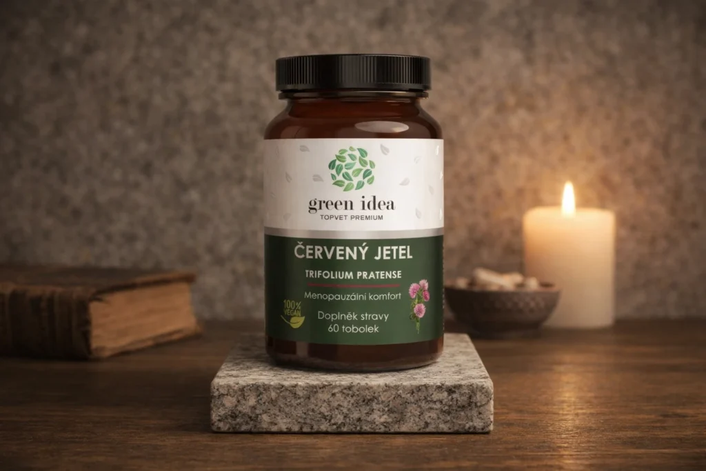 Červený jetel Green idea 60 toboliek v dóze pri sviečke