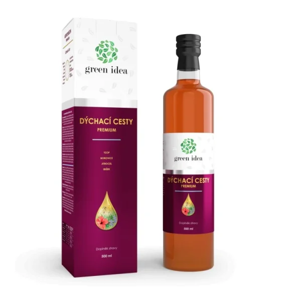 Dýchací cesty Premium Green idea s fľašou a krabičkou 500 ml