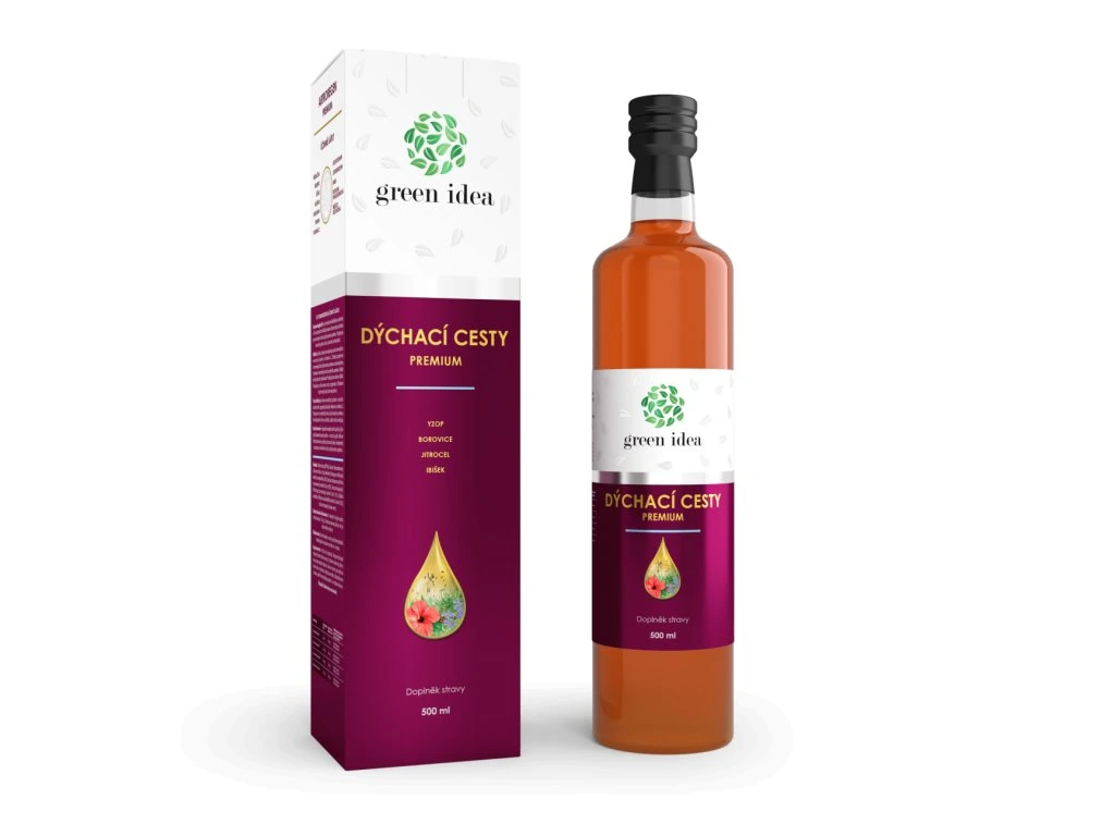 Dýchací cesty Premium Green idea s fľašou a krabičkou 500 ml