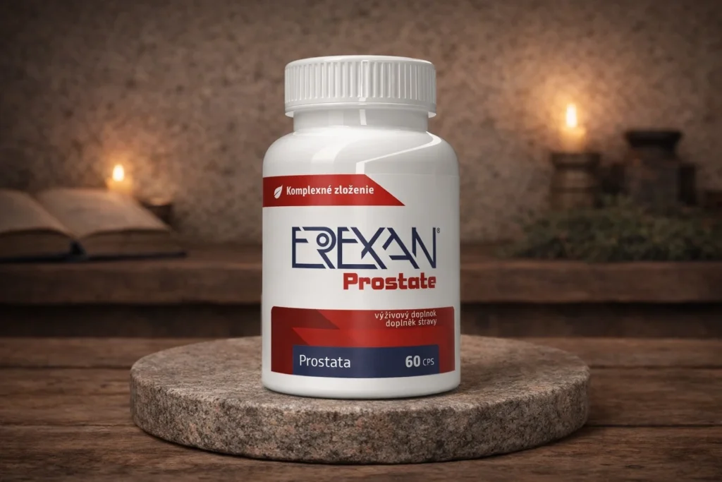 Erexan Prostate 60 kapsúl v prírodnej produktovej scéne