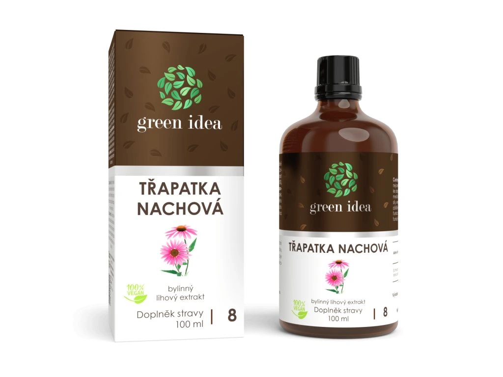 Echinacea tinktúra Green Idea 100 ml s krabičkou a fľaštičkou