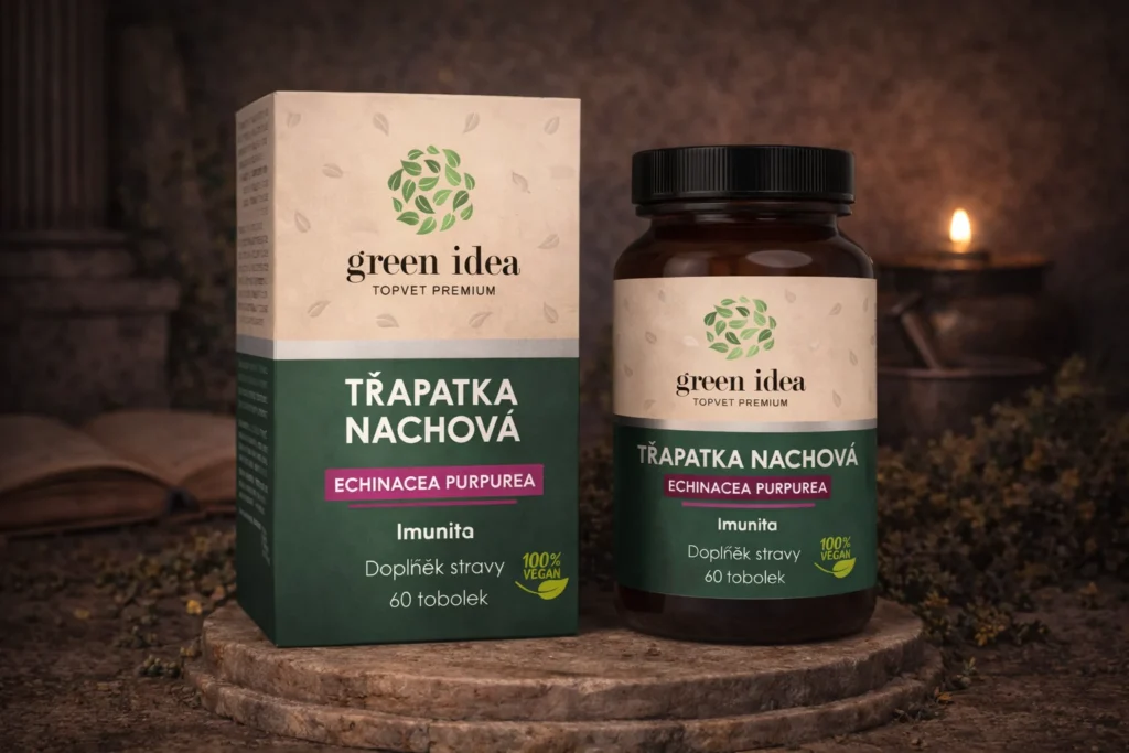 Echinacea bylinný extrakt Green Idea 60 toboliek v prírodnej scéne