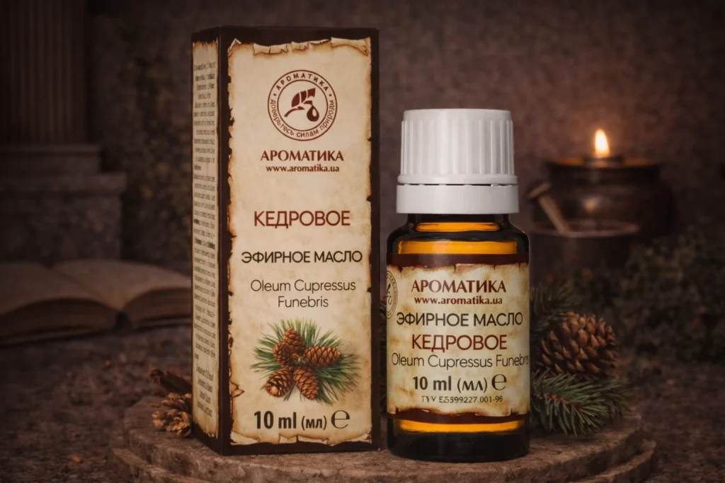 Esenciálny olej Céder Aromatika 10 ml v prírodnej scéne