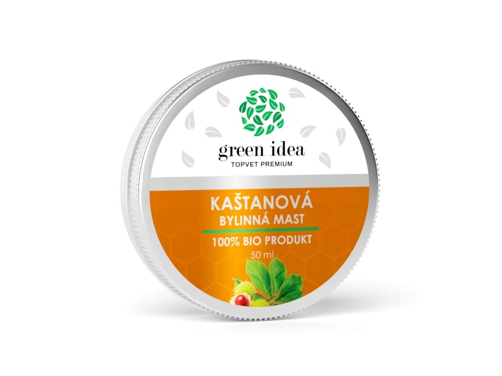 Gaštanová masť Green idea 50 ml v okrúhlom bielom balení