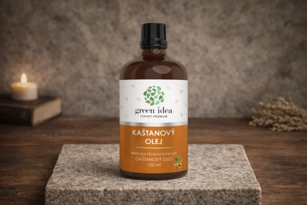 Gaštanový bylinný olej Green Idea na kamennom podstavci