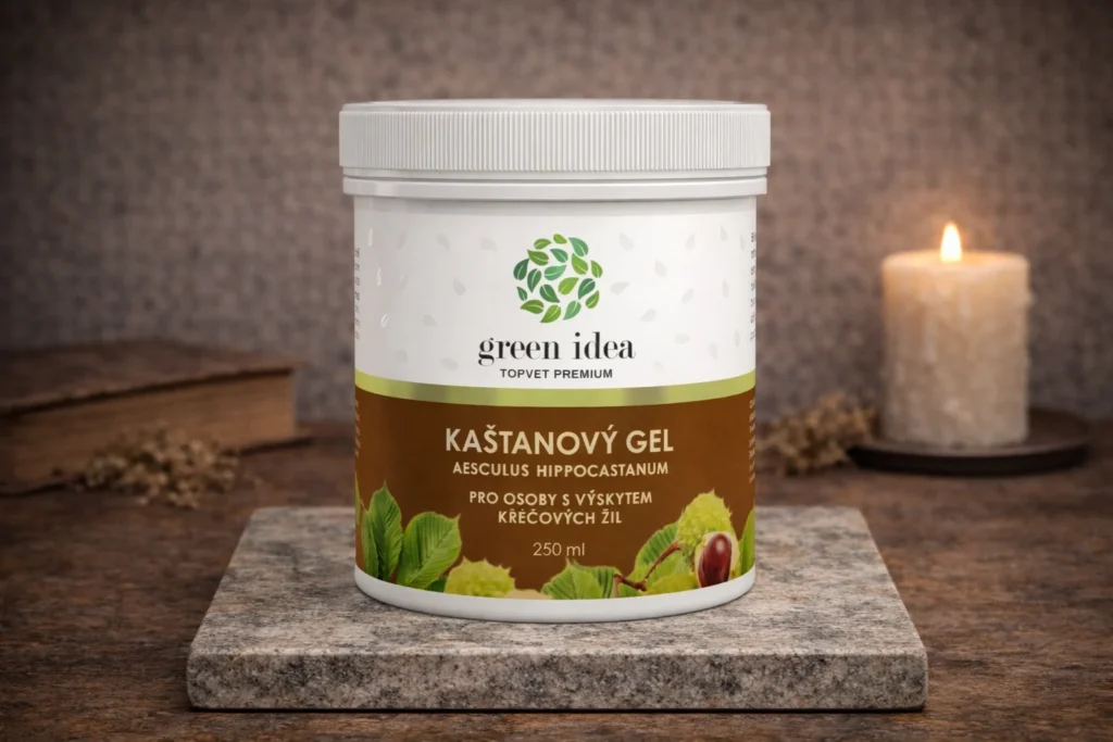 Gaštanový gél Green idea 250 ml na kamennom podklade so sviečkou