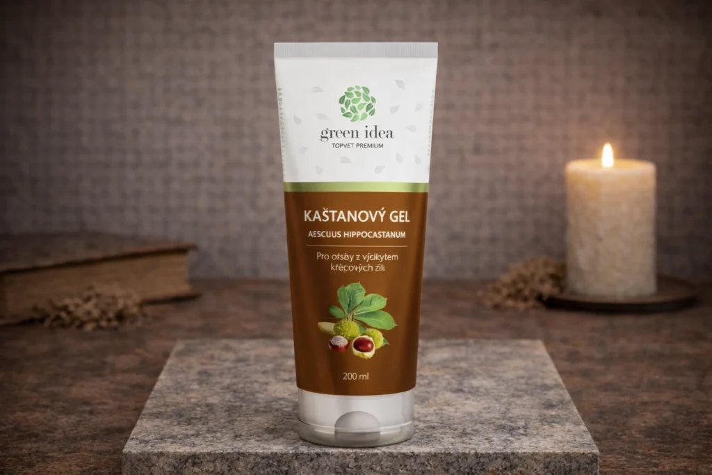 Gaštanový gél Green idea 200 ml na kamennom podklade so sviečkou