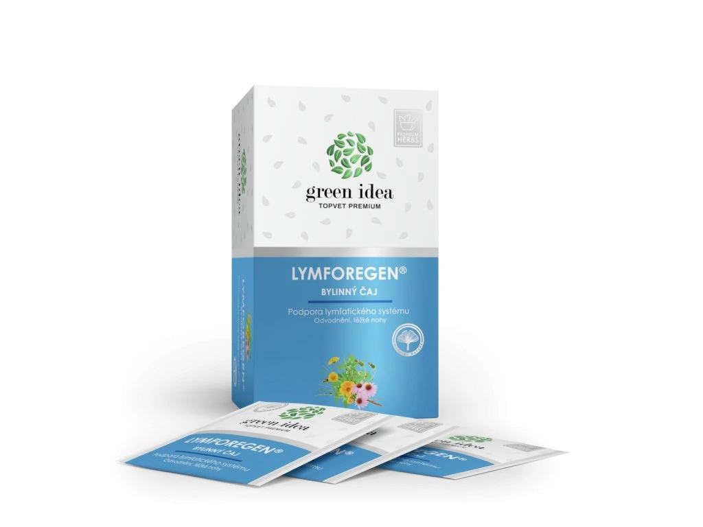 Lymforegen bylinný čaj Green idea s krabičkou a čajovými vrecúškami