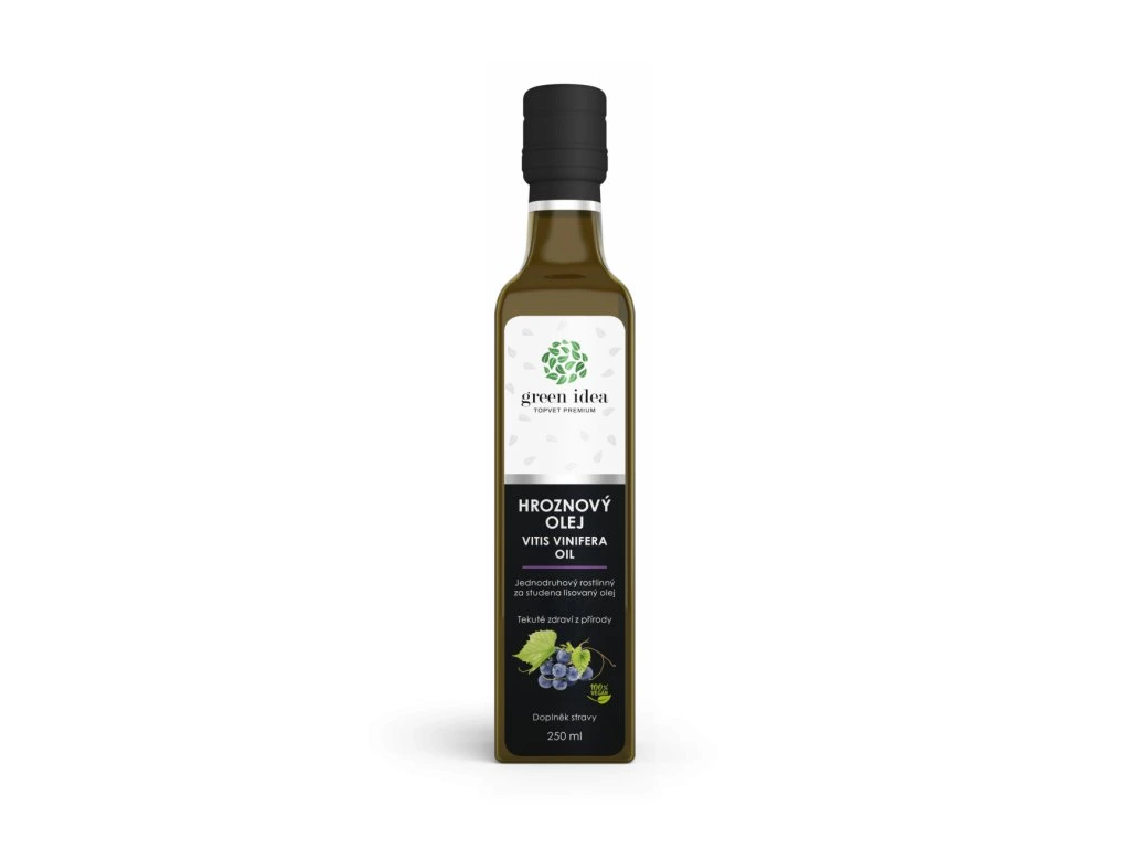 Hroznový olej Green idea 250 ml v tmavej sklenenej fľaši