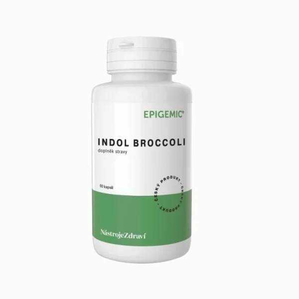 Indol Broccoli Epigemic 60 kapsúl v bielej dóze so zelenou etiketou
