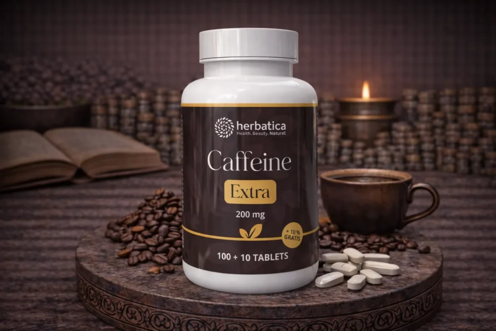 Kofeín 200 mg Caffeine Extra Herbatica s kávou a tabletami