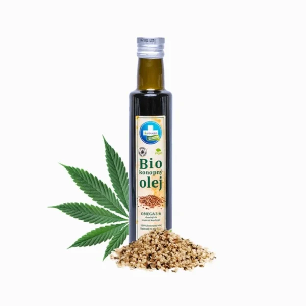 Bio konopný olej Annabis 250 ml s listom a semienkami