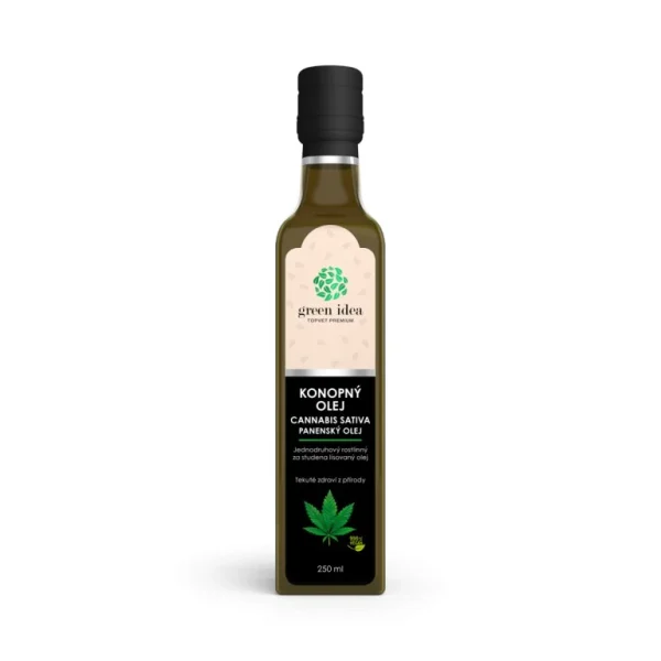 Konopný olej Green idea v tmavej fľaši 250 ml
