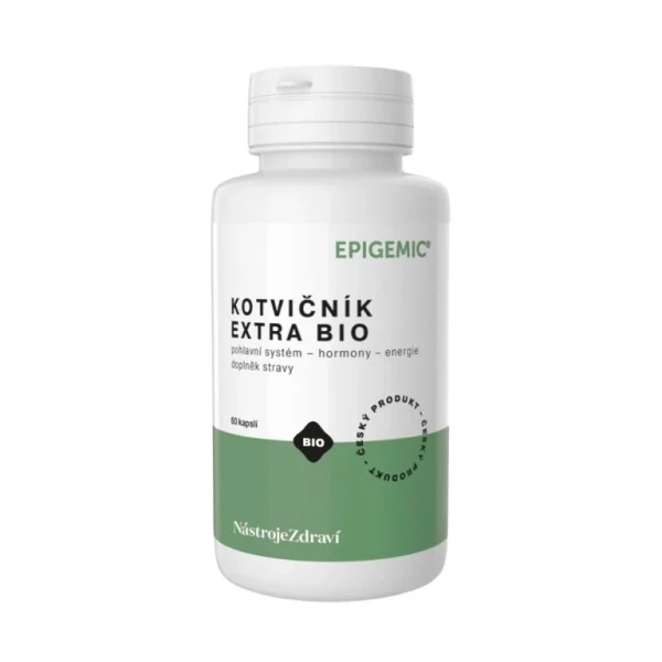 Epigemic Kotvičník Extra BIO 60 kapsúl v bielej fľaši