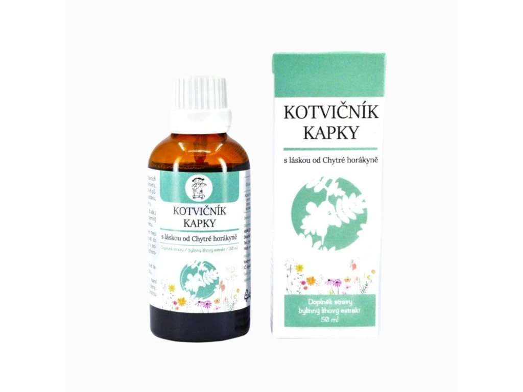 Kotvičníkové kvapky 50 ml s fľaštičkou a papierovou krabičkou