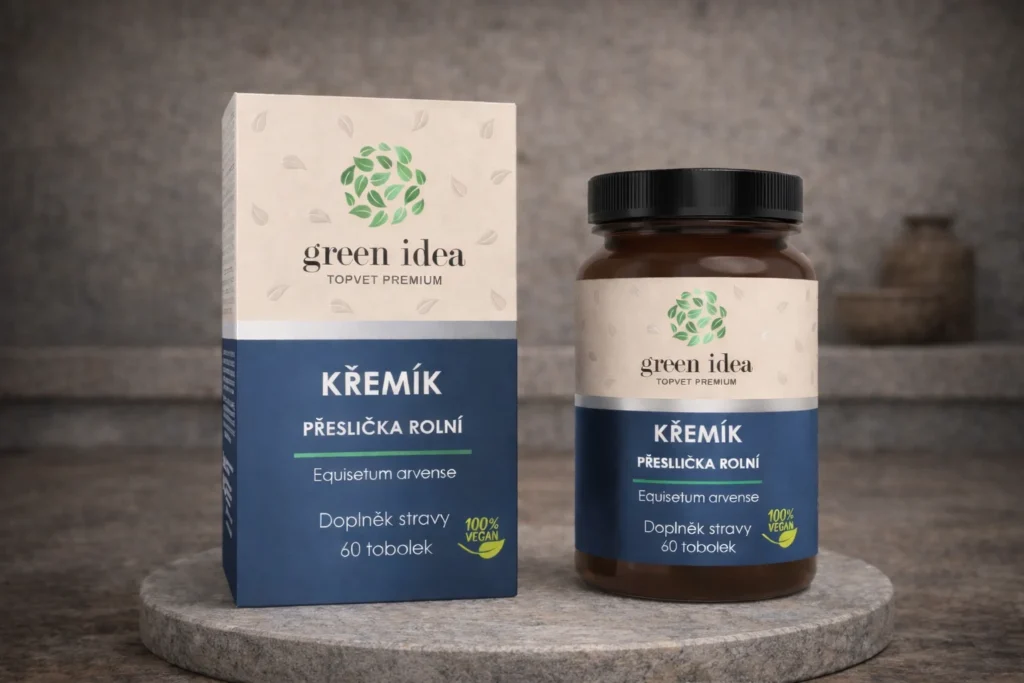 Kremík s prasličkou roľnou Green Idea 60 toboliek v prírodnej scéne