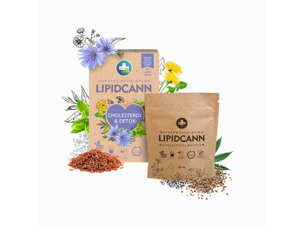 Lipidcann Cholesterol & Detox Annabis s krabičkou, vreckom a bylinami