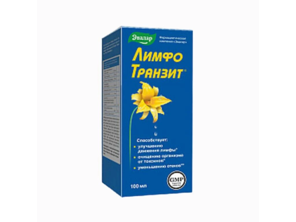 Lymfo Tranzit Evalar v modrom balení s kvetom, 100 ml