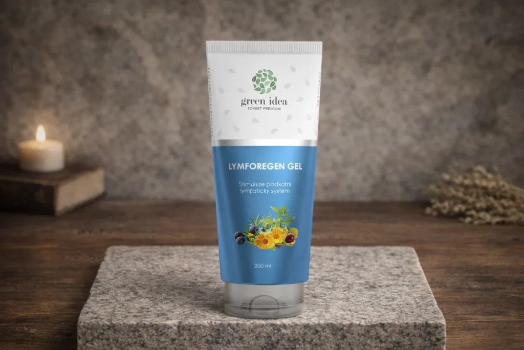 Lymforegen masážny gél Green idea 200 ml na kamennej podložke