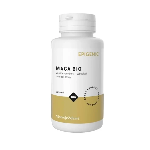 Maca BIO Epigemic 90 kapsúl v bielej dóze so zlatou etiketou