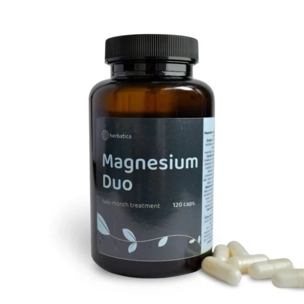 Magnesium Duo Herbatica 120 kapsúl v hnedej dóze s kapsulami