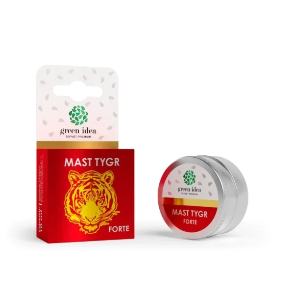 Mast Tygr Forte Green Idea s červenou krabičkou a dózou