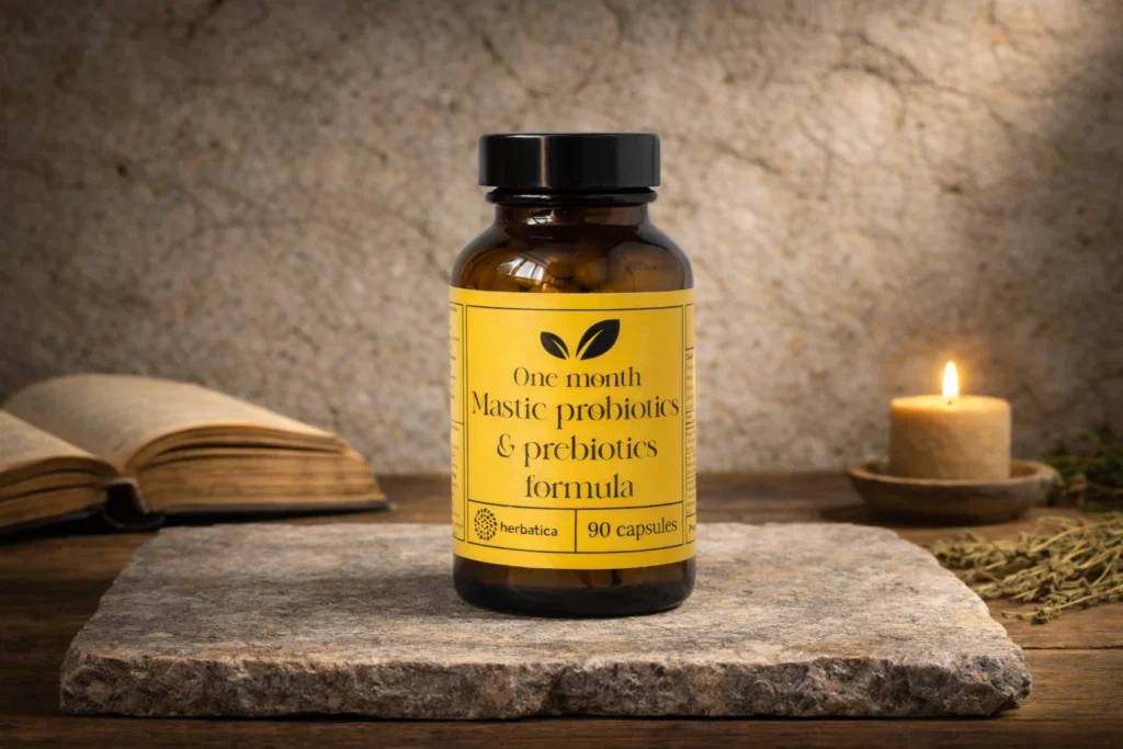Masticha Probiotics Prebiotics Herbatica 90 kapsúl na kamennej podložke
