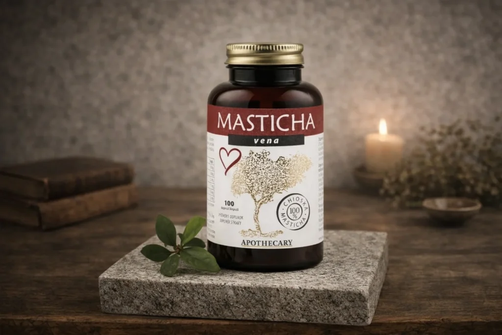 Masticha Vena Apothecary 100 kapsúl na kamennej podložke so sviečkou