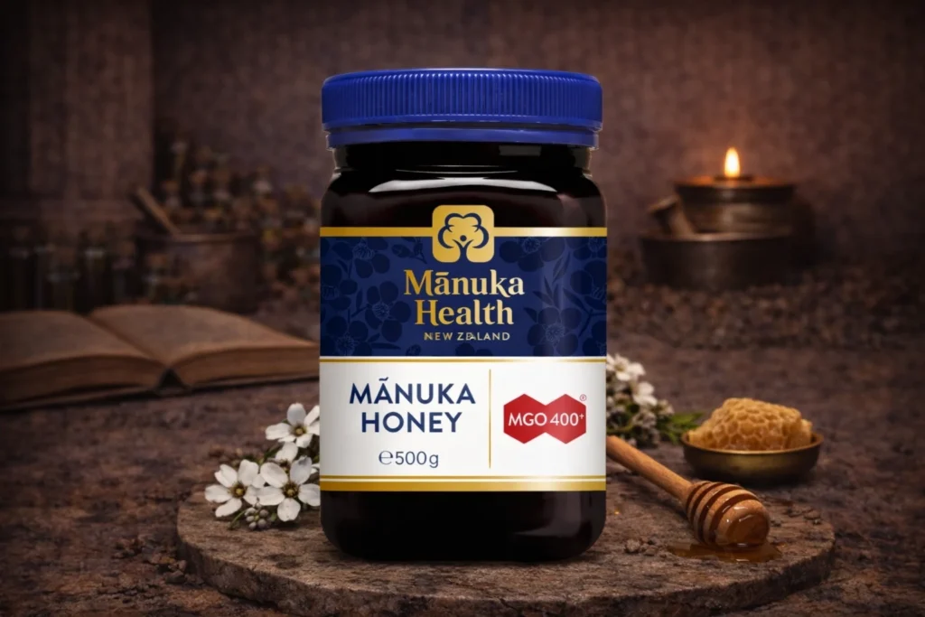 Manuka med MGO 400+ Manuka Health s medovou lyžičkou